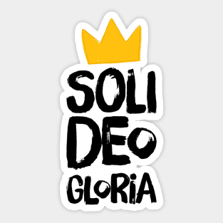 Soli Deo Gloria (All the Glory to God) distressed black text and yellow crown Sticker